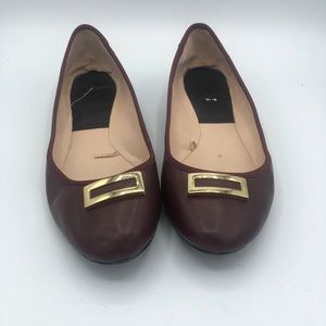 Zara Trafaluc Burgundy Embellished Flats 10 Wide